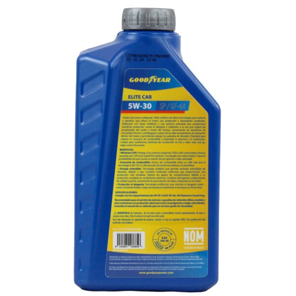 Aceite Sintético para motor a gasolina Goodyear Elite Car 5W-30  API SP, 950 ml