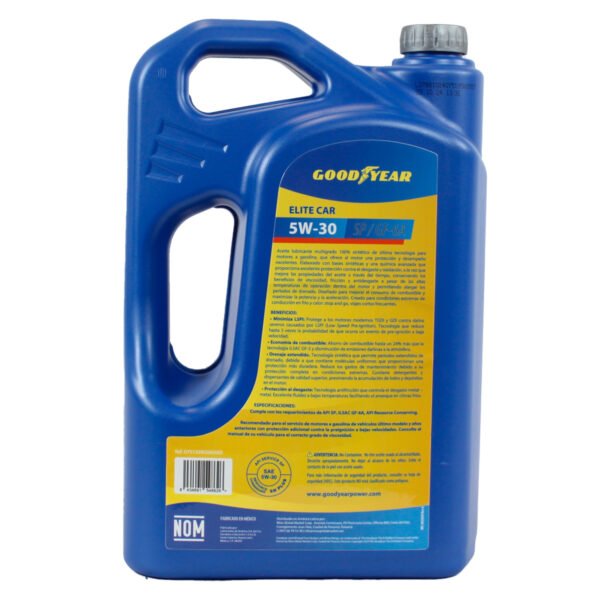 Aceite Sintetico Goodyear Elite Car 5W-30  para motor a gasolina API SP, 5 Litros